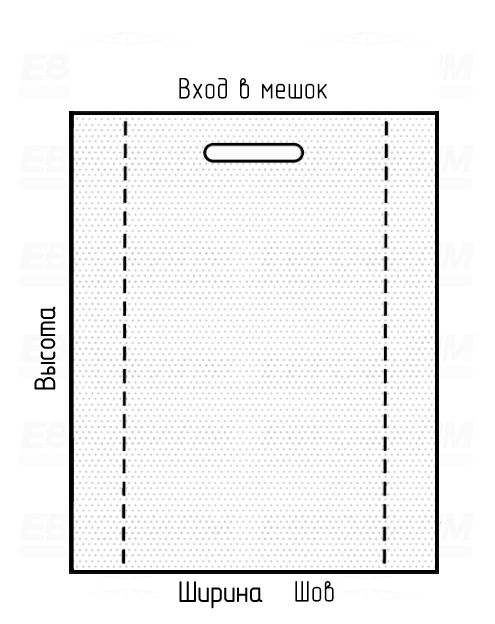 Мешок ПСД 80мкм 600x600мм фальцы 110+110мм прорубная ручка с микроперфорацией Мешок ПСД 80мкм 600x600мм фальцы 110+110мм прорубная ручка с микроперфорацией